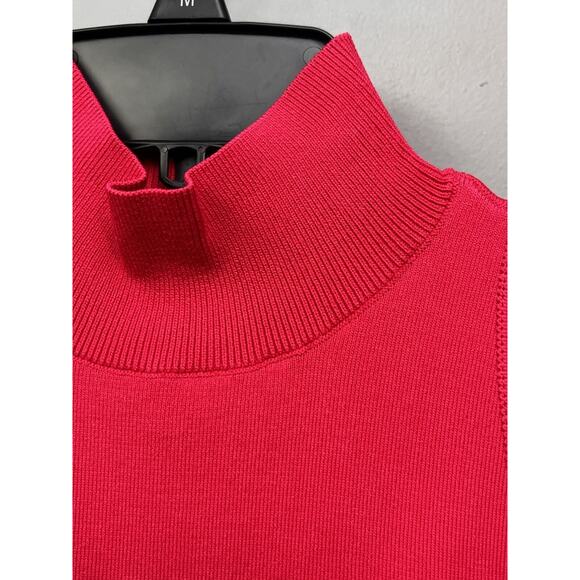 bar III Cropped‎ Turtleneck Sweater Womens XS Hot Pink Sleeveless Stretch NEW - Picture 6 of 8